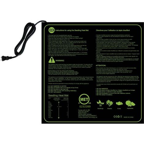 Tapis chauffant, Tapis chauffant pour semis avec thermostat et sonde NTC, Étanche IP67, 30 Watts, Idéal pour les plantations d'intérieur, Brassage à domicile, et les fermentations de bricolage，50cm52c (1/4)