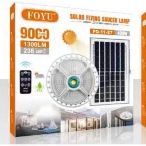 Plafoniera 400W lampada 236 LED con Pannello SOLARE crepuscolare 1200LM ip55