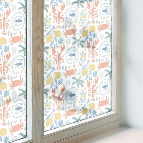 Klebefolie 200x116 cm Sichtschutzfolie Fenster Selbstklebend PVC Milchglas Dekorativ Dekorfolie Blickdicht Folie für Schlafzimmer Nautische Motive