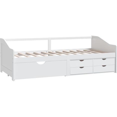 Divano Letto 3 Posti con Cassetti Bianco Pino Massello 90x200cm vidaXL (1/4)