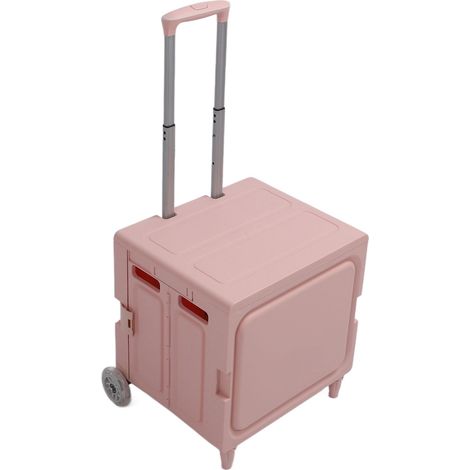 Chariot de courses pliable à roulettes, facile à ranger, grande capacité de charge, polyvalent, pliable et portable, rouge. (1/5)
