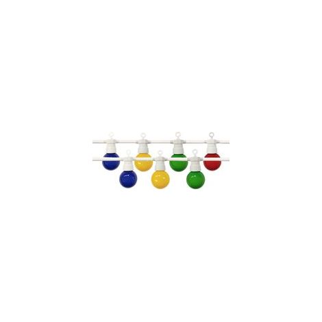 Guirlande lumineuse d'extérieur LED 13M 20 ampoules multicolores – Étanche IP65 – Câble blanc – Transformateur 220V 24V inclus (1/4)
