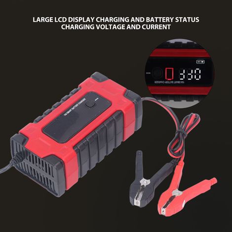 Chargeur de batterie de voiture 12 V/24 V pour batteries au gel de calcium AGM à acide humide, grand écran, réparation intelligente, portable, prise UE AC 100-240 V (1/5)