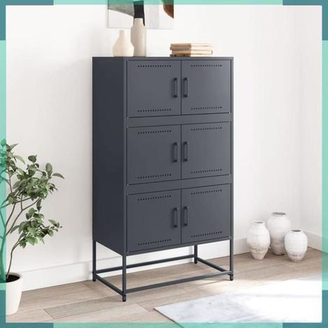 Buffet - 846490 - Anthracite - Acier - 68,5x38,5x123,5 cm (1/5)