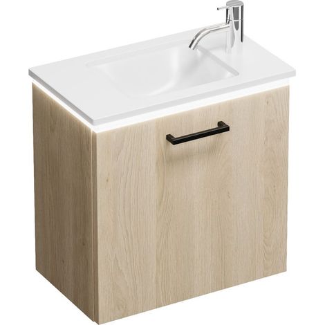 Burg Eqio Mineralguss-WT+WT-Unterschrank Eiche Dekor Cashmere/Alpinweiß GR0234