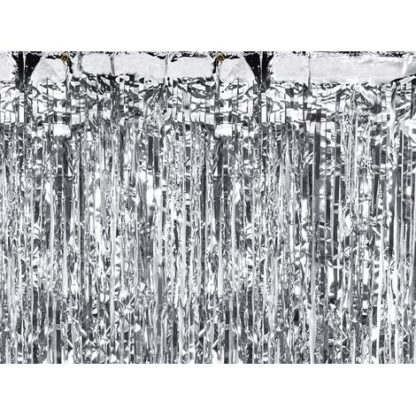 PartyDeco Silberner Partyvorhang 90x250cm (1/3)