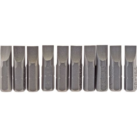Draper 6.5mm 1/4 Hex. Plain Slot Insert Bit 25mm Long x 10 (64034) (1/5)