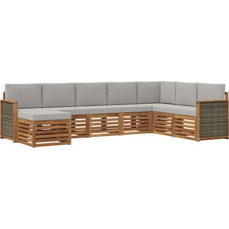 Outdoor Sofa Set with Cushion 6 pcs Natural and Light Grey vidaXL (1/5)