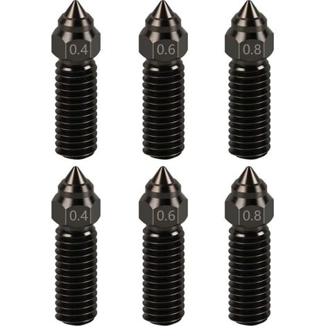Kit de buses d'extrusion pour imprimante 3D - comprend 2 buses de 0,4 mm, 2 de 0,6 mm et 2 de 0,8 mm en acier trempé pour Creality K1 / K1 Max / Ender 3 V3 Ke (1/4)