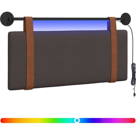 Hanging Headboard with LED Light Dark Brown Antique PU vidaXL