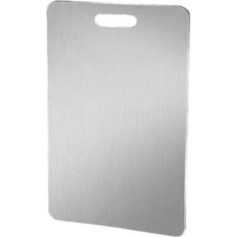 Tabla de cortar de acero inoxidable de grado alimenticio antideslizante de doble cara，30 x 20 cm，Adecuada para cortar carne (1/5)