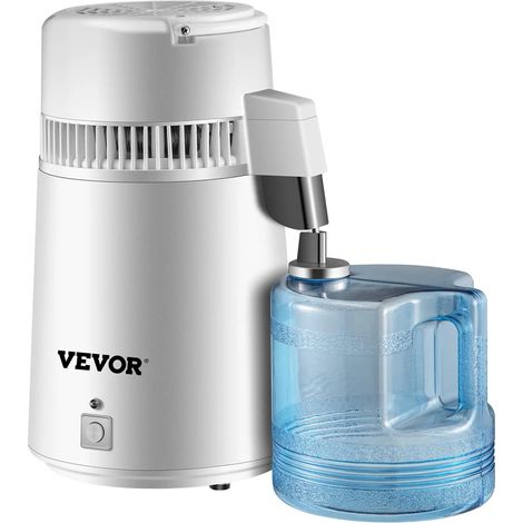 LEDANDER Distillateur d'eau pure 4 L – Intérieur en acier inoxydable – 750 W – Purificateur et filtre – Avec bouteille de récupération – Pour bureaux et domicile – Blanc (1/5)