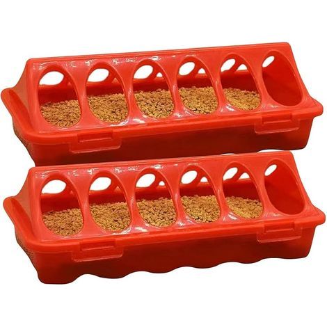 2 Pieces Mangeoire À Poussins Cailles, Mangeoire À Poule À 6 Emplacements, Abreuvoir Poussin Distributeur d'eau De Poulet pour Pigeon Perroquets Poussins Caille Canard Oiseau 20x9x6.5 Cm (1/5)