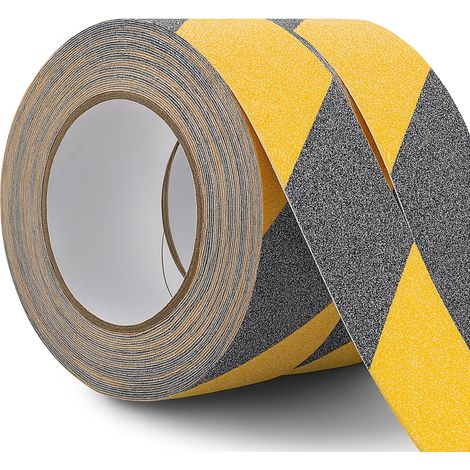 2 Rouleaux Bande Antidérapante 5cm x 10m, Ruban Adhésif Antidérapant Solide pour Marches, Intérieur & Extérieur (Noir et Jaune)
