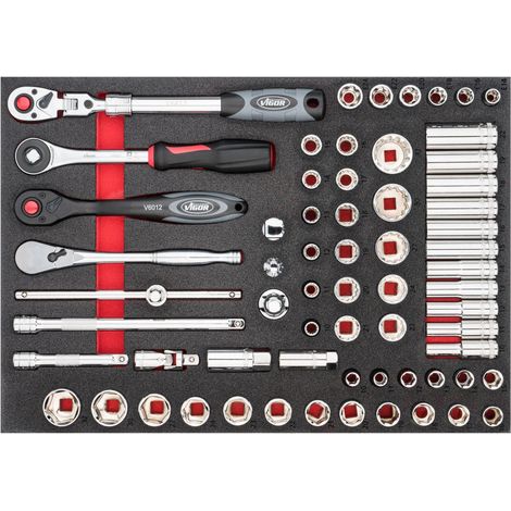 Vigor V6822 Set di chiavi a bussola bicolor 65 pezzi (1/3)