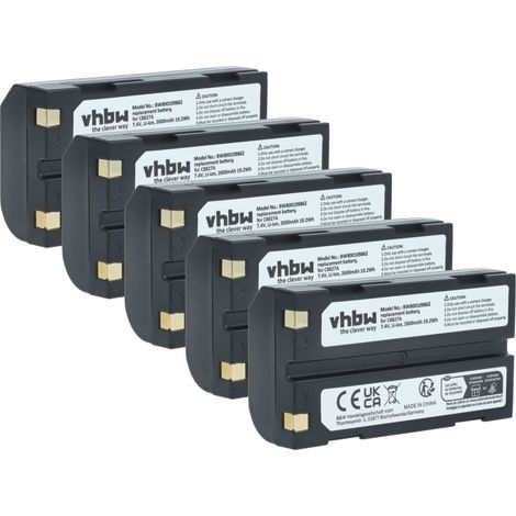 vhbw 5x Akku kompatibel mit Trimble R8, R7, MT1000, R8 Model 3 Receiver, R8 Model 2 Receiver, R8 Model 4 Receiver Kamera (2600 mAh, 7,4 V, Li-Ion) (1/5)
