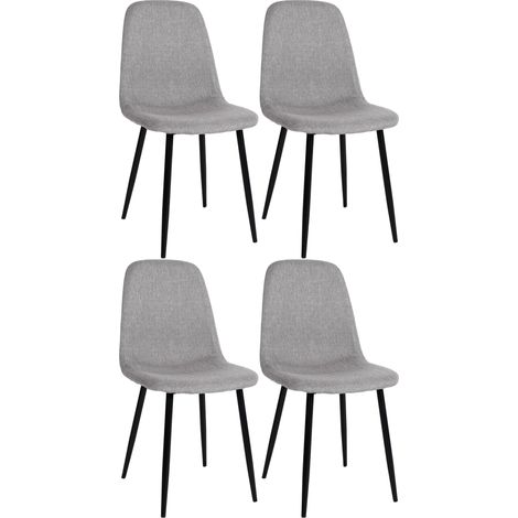 Réglez 4 chaises à manger napier gris clair, tissu (1/5)