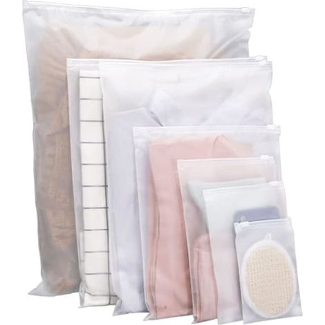 Ecleanfy - Sacs à fermeture éclair pour vêtements (lot de 35), givrés, refermables, en plastique, pour les voyages scolaires, réutilisables et imperméables. (1/5)