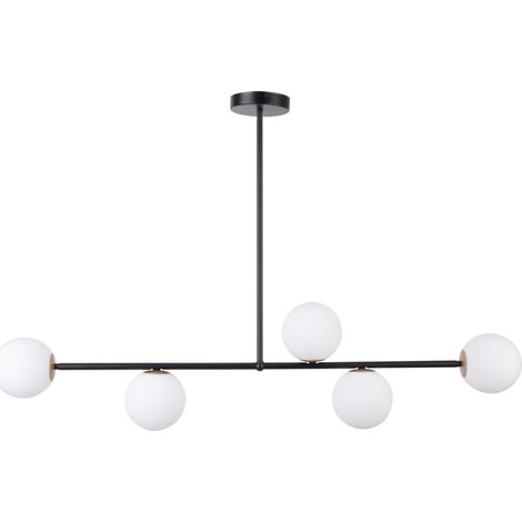 Plafonnier minimaliste noir 5 globes verre Gama Sigma
