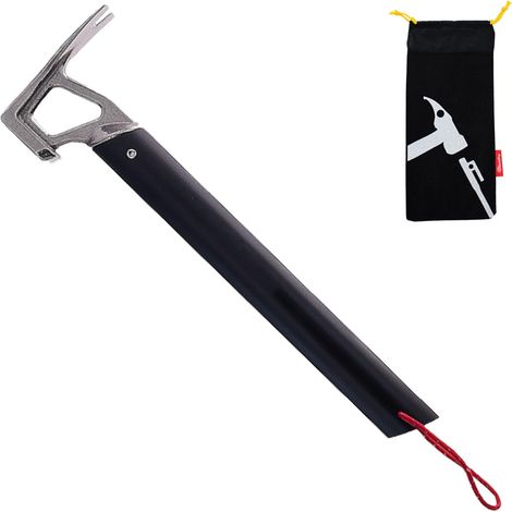 Campinghammer/Holzhammer/Zelthammer/Pfahlzieher/Multitool-Zubehör mit Rucksack, geeignet für Zeltwanderungen (matt schwarz)