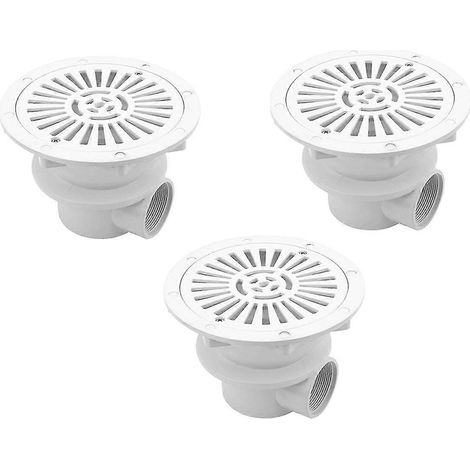 Lot de 3 bondes de fond de piscine, bonde principale blanche, accessoire de vidange pour piscine (1/5)