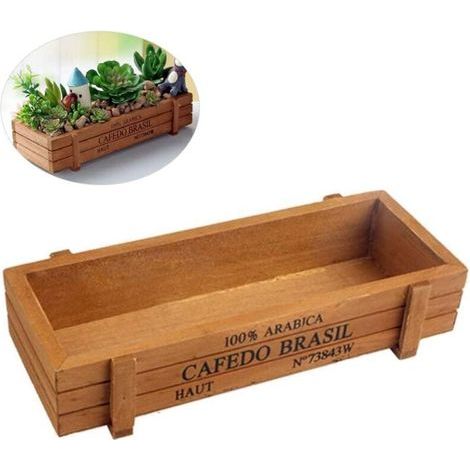 Rubberskin Table en Bois Pot de Fleur Rectangle Succulent Box Floral Centres Naturels Planteur Décoratif Rustique Boîte en Bois Articles Divers Boîte de Rangement (1/4)