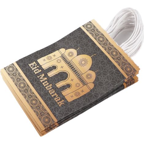 12Pcs Ramadan Gift Bag with Rope Handle Paper Decorations Tote Craft Supplies EID MUBARAK (1/5)