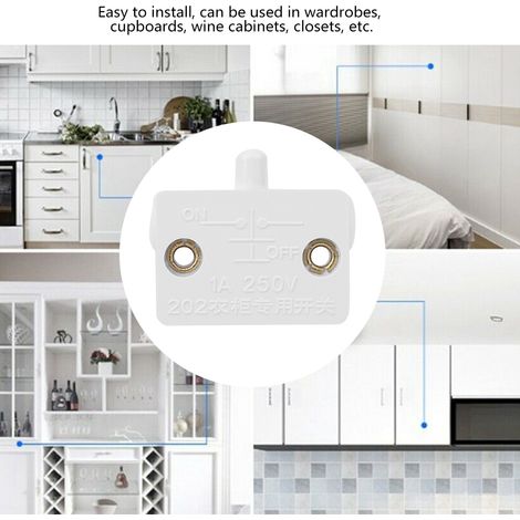 2 interrupteurs automatiques à réarmement pour placard et armoire, alimentation électrique, blanc, lot de 2 (1/5)