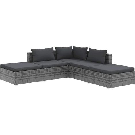 Maison Exclusive - 5-tlg. Garten-Lounge-Set mit Kissen Poly Ratta (1/5)