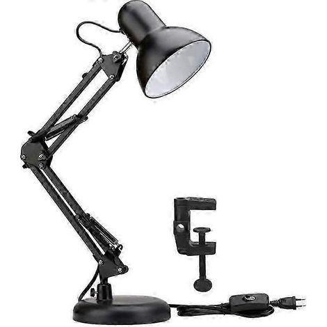 Lampe de bureau articulée noire E27 avec ampoule à pince (ampoule non incluse), style industriel, 40 W (1/4)