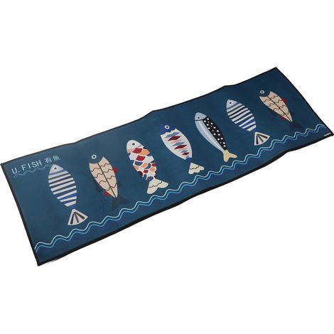 Tapis de sol antidérapant, confortable et résistant, motif mignon de poissons, pour la cuisine, le salon, la salle de bain ou l'entrée, 40 x 120 cm / 15,8 x 47,2 pouces (1/5)