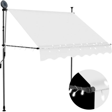Store banne rétractable à commande manuelle avec éclairage LED, 100 cm, couleur crème