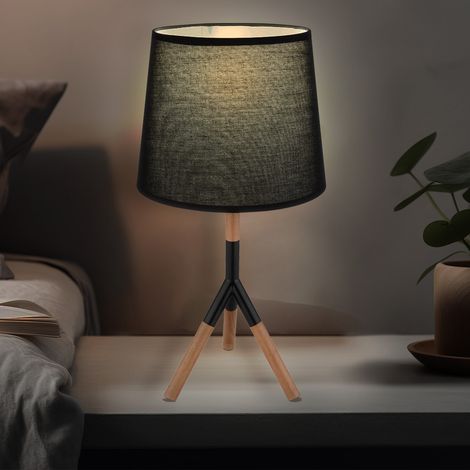 Globo Kikki Lampe de table avec abat-jour rond conique noir mat 1x E27 (1/5)