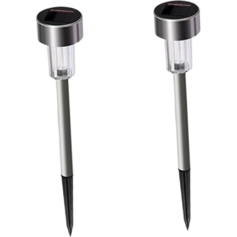 Lot de 2 lampes solaires tubulaires à LED en acier inoxydable pour allée de jardin, éclairage paysager extérieur pour pelouse (1/4)
