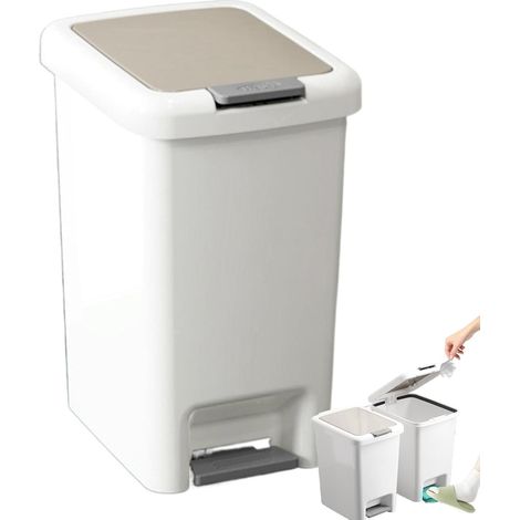 Small orbage Can with Lid, Soft Close Trash Can, Protection ergonomique Home Supplies Trash Bins, Soft Close Small Bathroom Trash Can Ergonomic Garbage Can with Lid for Bathroom & Living Room (1/5)