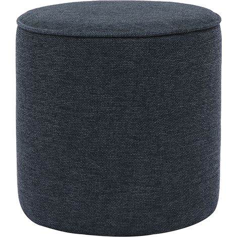 Runder Pouf in dunkelblauem Samteffekt-Textil D40 cm PAUL