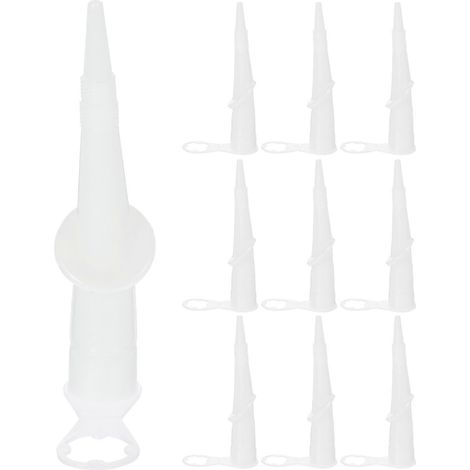 10 embouts coudés pour mastic d'étanchéité domestique, accessoires pour application de colle professionnelle-10.80X5.50X1.50CM-White (1/5)