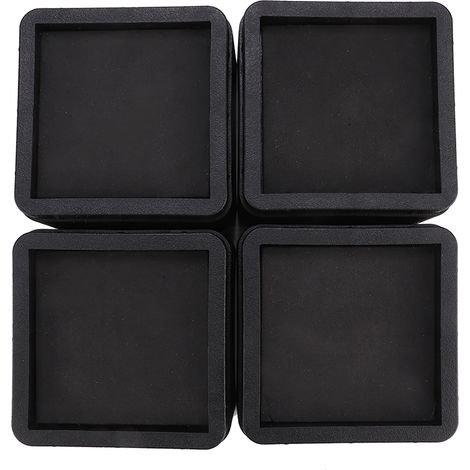 Lot de 4 rehausseurs de lit empilables et résistants, noirs, carrés, imperméables et anti-insectes, pour meubles (1/5)