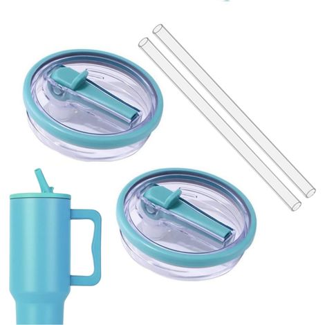 Couvercle remplacement Stanley 40oz avec paille 2pcs étanche anti-poussière sans BPA Bleu 1 (1/5)