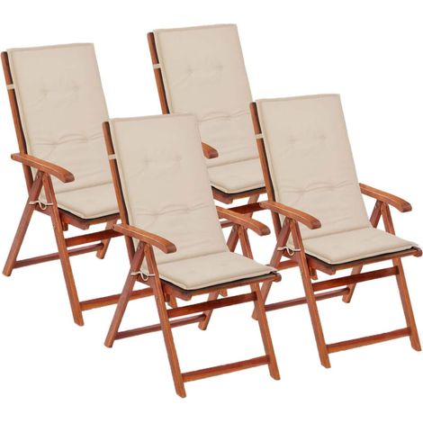 Set 4 cuscini per sedia da giardino in tessuto panna 120x50x3 cm DEC021547