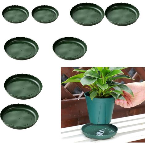 Soucoupe Pot Fleur 8 pièces coupelle Pot de Fleur, soucoupes pour Pots de Fleurs en 3 Tailles (12cm 14cm 16cm 18cm) - Permet aux Plantes de Stocker l’humidité (A Vert) (1/5)
