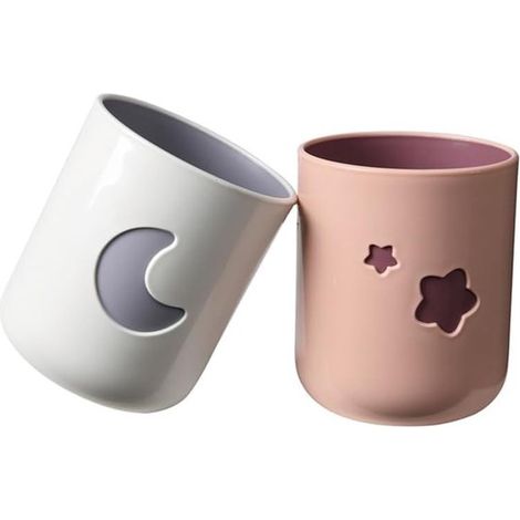 Juego de dos vasos para enjuague bucal con temática lunar: soporte para cepillo de dientes y，adecuado para el hogar y el baño (2 piezas)，2 piezas (1/5)