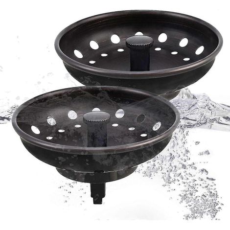 Küchenspülen-Siebkorb Küchenspülen-Siebkorb aus Edelstahl mit Gummiablauf Verchromtes, spülmaschinenfestes Abflusszubehör mit 32 Löchern-Black 2 Pack (1/5)