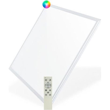 IluminaShop - Panel LED Smart CCT + RGB 60X60 cm 40W Marco Blanco Wifi con Mando a Distancia y App compatible con Google Home y Alexa  RGB (1/3)