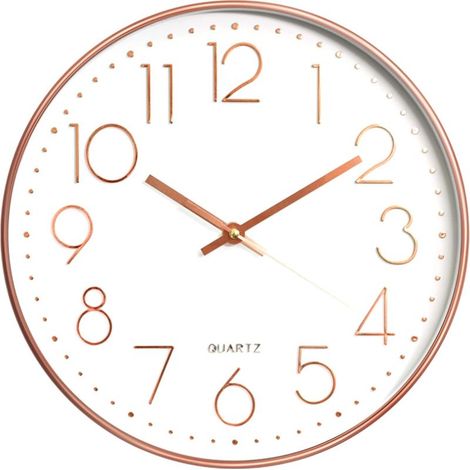 30 cm große, geräuschlose, nicht tickende dekorative Wanduhr für Küche, Wohnzimmer, Schlafzimmer, Büro (Roségold) (1/5)