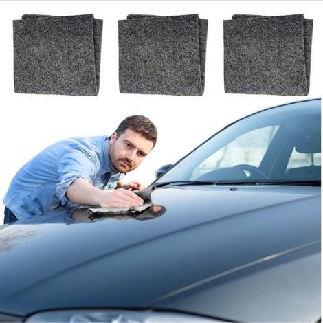 Lot de 3 chiffons anti-rayures – Chiffons de nettoyage et de polissage pour voiture – 10 x 20 cm – Pour le traitement des rayures – Microfibre – Gris foncé (1/4)