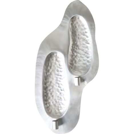 Bougeoir Mural pour 2 Bougies Minimaliste en Métal Accessoire Décoratif Argenté Peniche