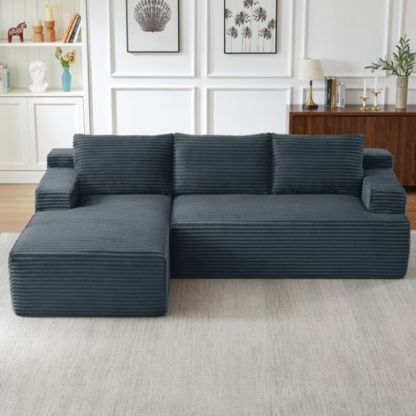 Sofá esquinero modular 238x152 cm de pana gris oscuro para salón - CHICFURN (1/5)