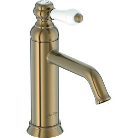 Jacob Delafon - Miscelatore lavabo Louise - Design retrò, manico in ceramica - Risparmio d'acqua - Facile installazione - 17 x 23,20 x 5,5 cm - Finitura Bronzo - E24360-BCN (1/5)