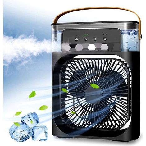 Ecleanfy - Climatiseur Portable sans Tuyau, 3 Vitesses de Vent, 3 Modes de Brumisation, Refroidisseur d'air avec 5 Trous de Pulvérisation, Noir (1/5)